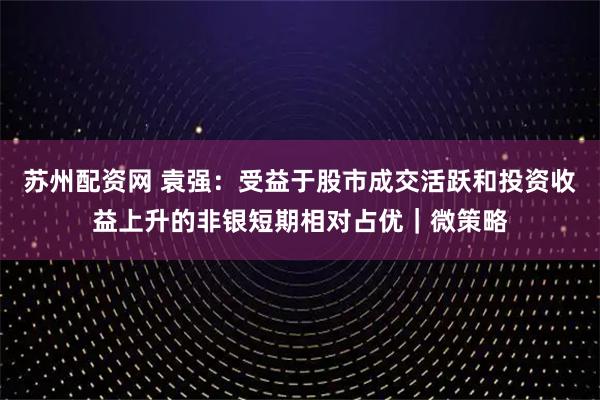 苏州配资网 袁强：受益于股市成交活跃和投资收益上升的非银短期相对占优｜微策略